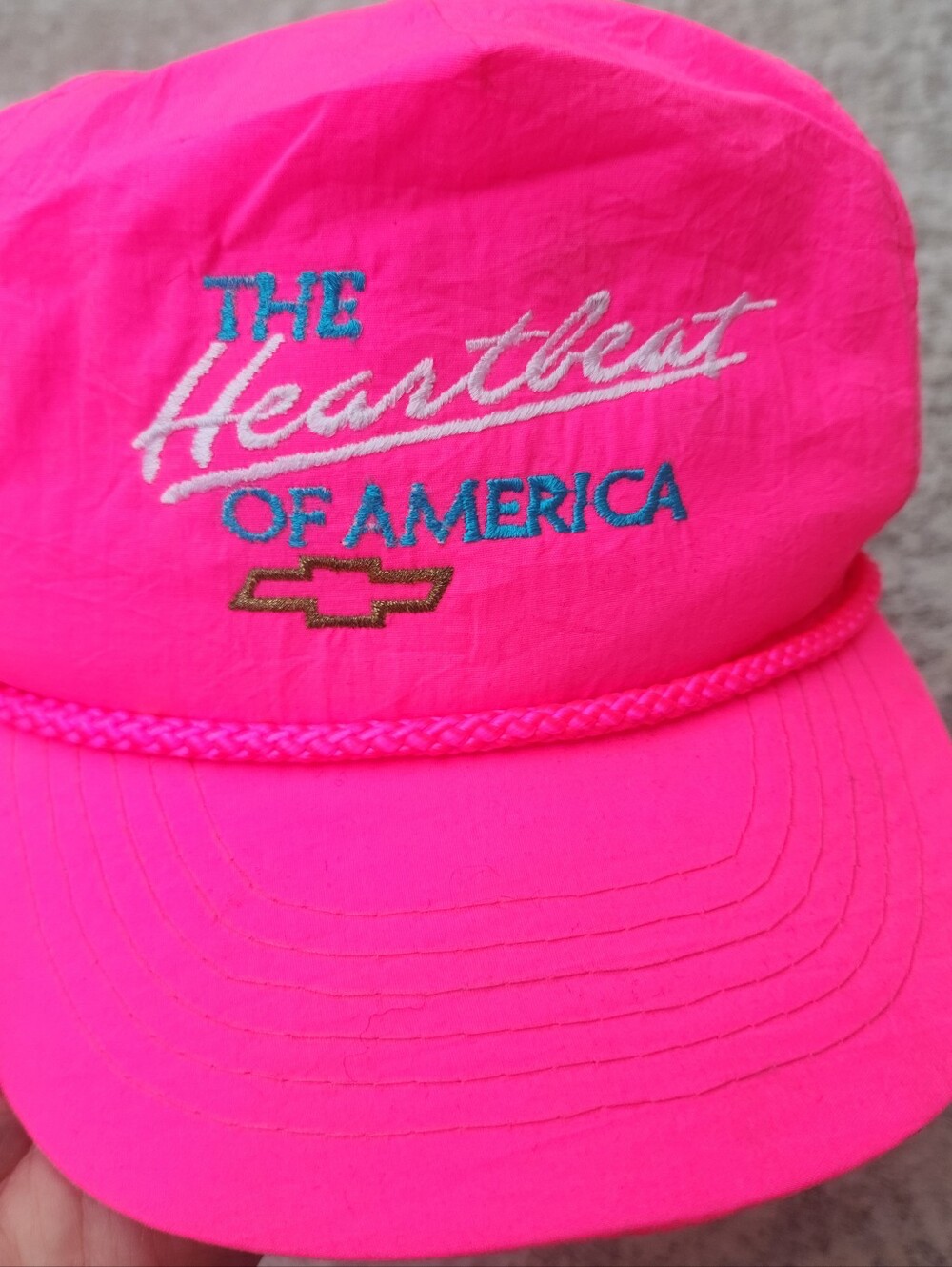 Vintage Chevrolet Snapback Hat Neon Pink The Heartbeat of America RETRO Chevy